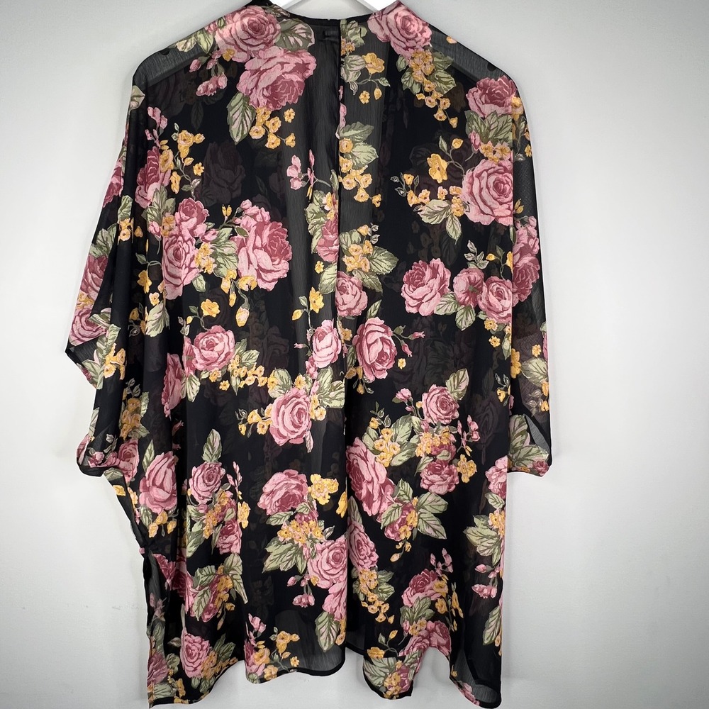 Sheer floral kimono boho dark romantic whimsigoth flowy cardigan - Picture 4 of 6